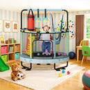 LAMERGE 55" 7-in-1 Round Trampoline for Kids Boys & Girls Ages 1-8, Indoor & Outdoor Trampoline for Fun, Adjustable Height Handrail ＆ Enclosed Safety Net ＆ Durable Designs for Toddlers Children by TinyTreasures Baby Boutique