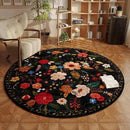 Round Rug 6ft Washable Circle Rug Non Slip Low Pile Boho Floral Small Circular Rug for Bedroom, Bathroom, Entryway, Kids Room, Office, College Dorm(Black) by CozyNest Decor