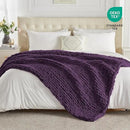 Carriediosa Chunky Knit Throw Blanket 50" X 60", 100% Hand Made Large Chenille Loop Yarn Soft Fluffy Throws for Couch Sofa Bed, Big Crochet Cozy Heavy Thick Cable Woven Blanket, Dark Purple by CozyNest Decor