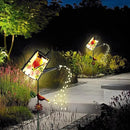 Garden Solar Lights Outdoor, Metal Watering Can Garden Stake Lights Cardinal Bird Decor Glass Art for Walkway, Pathway, Yard, Lawn by CozyNest Decor