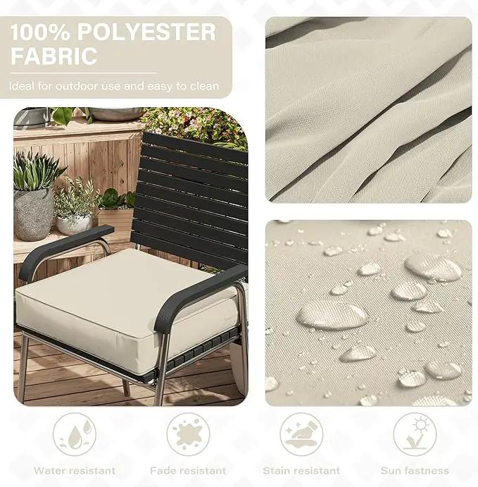 Patio Chair Cushions 24 X 24 X 5 Inch Waterproof Outdoor Seat Cushions for Patio Furniture, Outdoor Sofa Couch Pads with Ties & Handle, Set of 2, Cream, photo 3 of 7