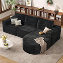 Modular Sectional Sofa with L-Shape Chaise,Cloud Sectional Modern Sleeper Couch with Deep Seat,Sponge Compression Sofas No Assembly Required (Black-Sherpa Fabric) 1PCS by CozyNest Decor