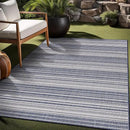 Stripe Outdoor Rug 5x7 Washable Outside Carpet for Indoor Patio Porch Waterproof Easy Cleaning Non Shedding Area Rugs Blue 5 x 7 by CozyNest Decor