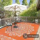 Pauwer Waterproof Outdoor Rug 6x9, Reversible Plastic Straw Patio Camping Rug, Indoor Outdoor RV Mat Carpet for Deck, Camper, Porch, Balcony, Backyard, Picnic, Floral Orange by GreenHaven Gardens