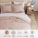 Full Comforter Set - 7 Pieces Ruffle Pink Bedding Sets, Shabby Chic Farmhouse Bed in a Bag Full with Ruffle Comforter, Floral Sheets, Pillowcases & Shams by CozyNest Decor