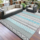 GAOMON Outdoor Plastic Straw Rug, 10'x14' Reversible Sage Green Patio Mat, Flower Modern Design for RV, Backyard, Deck, Camping, Picnic, Blue/Grey(Bohemia) by CozyNest Decor