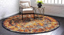 Unique Loom Rosso Collection Vintage, Traditional, Bohemian, Geometric, Border, Distressed, Southwestern Area Rug, 8 ft x 8 ft, Orange/Black by CozyNest Decor