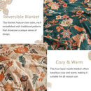 Boho Throw Blanket for Couch Sofa Bed, 100% Cotton Woven Quilt with Tassel 80”x90”, Super Soft Muslin Blanket with Floral Printed, Decorative Reversible Bed Blanket/Cover for All Seasons by CozyNest Decor