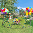 Hapfan 10 ft Climbing Dome Swing Set with Saucer Swing, Jungle Gym for Kids Outdoor Backyard, Supports 800lbs, Easy Asssembly, Rust-Resistant Outdoor Playset for Ages 3-8 8-12 (Green and Brown) by TinyTreasures Baby Boutique