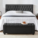 48" Ottoman with Storage, Storage Ottoman Bench with Safety Hinge, Upholstered Entryway Bench with Seating for Bedroom, Living Room, Holds up to 330 lb, Dark Gray by CozyNest Decor
