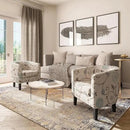 BELLEZE Living Room Chair, Linen Round Accent Barrel Chair, Club Tub Sofa Chair for Bedroom, Corner Chair with Flared Legs and Cozy Soft Padding - Highland (Floral Print) by CozyNest Decor