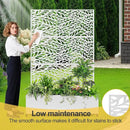 Raised Garden Bed with Trellis and Wheels,73"x47"x16" Metal Raised Garden Bed,White Flowing Leaf Metal Planter with Climbing Trellis for Vines & Vegetables by GreenHaven Gardens