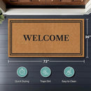 Barnyard Designs Natural Coco Coir Heavy Duty Backing Doormat - Large Cute Non-Slip Front Door Welcome Mat for Outside Entrance or Porch Entry, Brown (36x72, Welcome) by CozyNest Decor