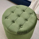 Furniliving Upholstered Button Tufted Round Ottoman, Velvet Storage Ottomans Round, Removable Lid Convenient Footstools, Bedroom Ottoman with Storage for Vanity, Living Room, Green by CozyNest Decor