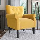 BELLEZE Modern Accent Chair, High Back Armchair, Upholstered Wingback Side Chair, Padded Single Sofa with Wooden Legs for Living Room, Bedroom - Citrine Yellow by CozyNest Decor