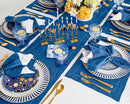 Solino Home Linen Indigo Blue Hemstitch Table Runner 60 Inches - 100% Pure Linen Small Table Runner 14 x 60 Inch Ideal for Dresser and Coffee Tables - Classic Hemstitch - Fall, Autumn, Halloween by CozyNest Decor
