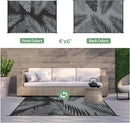 GENIMO Outdoor Rug 4' x 6' Waterproof for Patios Clearance, Reversible Outdoor Plastic Straw Camping Rug Carpet, Large Area Rugs Mats for RV, Camper, Deck, Balcony, Porch, Beach, Picnic, Black&Grey by CozyNest Decor