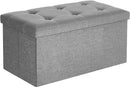 SONGMICS MAZIE Collection - 30 Inches Ottoman Storage Bench, 21 Gal. Folding Chest with Breathable Linen-Look Fabric, Load up to 660 lb, for Entryway, Living Room, Bedroom, Light Gray ULSF001G02 by CozyNest Decor