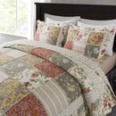 NEWLAKE Cotton Patchwork Bedspread, 3-Piece Bedding Quilt Set with Real Stitched Embroidery, Reversible Matelasse Bed Coverlet Set,Floral Paisley Grid with Lace,Queen Size by CozyNest Decor