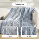 Amélie Home Chenille Knit Throw Blanket for Couch, Checkered Texture Decorative Soft Blanket for Sofa, Bed & Living Room, 50"x60", Blue & White by CozyNest Decor