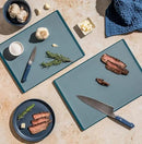 SMIRLY Plastic Cutting Board Set with Holder 3 Pieces, Non-Slip Dishwasher Safe Chopping Boards for Kitchen, Blue by CozyNest Decor