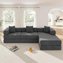 108" Oversized Convertible Sleeper Sofa Bed, Corduroy L Shape Sectional Couch, Folding Sofa Bed with Side Pocket, Modern Cloud Floor Mattress Couch, Modular Sofa for Living Room, Grey by CozyNest Decor