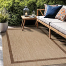 Bordered Outdoor Rug 9x12 Washable Outside Carpet for Indoor Patio Porch Waterproof Easy Cleaning Non Shedding Area Rugs Jute Beige - Nut Brown 9 x 12 by CozyNest Decor