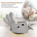 Manual Swivel Rocker Recliner Chair for Adults, Overstuffed Reclining Glider Chair for Nursing with Vibration Massage & Heat, Living Room Rocking Recliner 2-Stage backrest, Chenille Fabric Light Gray by CozyNest Decor