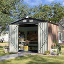 Aoxun 7x5 FT Outdoor Storage Shed with Floor Garden Metal Shed with Lockable Door Outdoor Large Shed for Tool, Garbage Can, Bike, Mower, Brown by GreenHaven Gardens