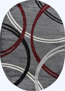 Rugshop Modern Wavy Circles Design Oval Area Rug 5' x 7' Red by TinyTreasures Baby Boutique