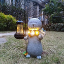Solar Cat Garden Statues Outdoor Décor with Lantern- Cat Figurines Solar LED Light Lawn Ornaments - Yard Decorations for Patio, Balcony, Backyard -Unique House Warming Gifts for Mom by CozyNest Decor