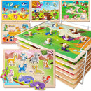 SYNARRY Wooden Puzzles for Toddlers 1-3, 6XSET Animals Puzzles for Toddlers 2-4 with Rack, Toddler Puzzles Ages 2-4, Kids Learning Educational Montessori Toys for 2 3 Year Old, Gifts for Boys Girls by TinyTreasures Baby Boutique