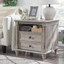 T4TREAM 24'' Farmhouse End Table w/4 Solid Wood Feet, Large 2 Drawers Wide Sofa Side Table with Charging Station, Tall Rustic Wood Square Nightstand for Living Room, Bedroom, Office, Light Rustic Oak by CozyNest Decor