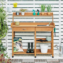 Yaheetech Potting Bench Outdoor Garden Work Bench Station Planting Solid Wood Construction for Horticulture w/Sink Drawer Rack Shelves Natural Wood by GreenHaven Gardens