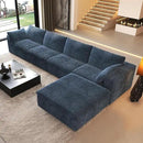 157.5" L Shaped Modern Sofa Modular Sectional Cloud Couch with Ottoman,Deep Seat Upholstered Couches with Corduroy Fabric for Living Room Furniture,Bedroom and Apartment,No Assembly Required,Blue by CozyNest Decor