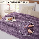 L'AGRATY Chunky Knit Blanket Throw: 50''x60'' Chenille Chunky Knitted Throw Blanket for Bed Couch - Handmade Thick Big Cable Knit Blanket - Large Crochet Rope Blanket for Home Decor(Deep Purple) by CozyNest Decor