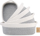 NaturalCozy 5-Piece Rectangle Storage Basket Set- Natural Cotton Rope Woven Baskets for Organizing! Small Basket for Montessori, Baby Nursery, Dog Toy Baskets, Cat Toy Box, Bathroom Organization Bin by TinyTreasures Baby Boutique