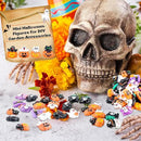 65 Pcs Mini Halloween Figurines Bulk Miniatures Resin Pumpkin Ghost Candy Hat Halloween Garden DIY Accessories for Halloween Decoration Goodie Bags Stuffers, 10 Styles