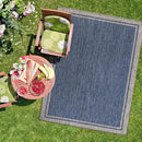 CAMILSON Outdoor Rug, 6x9 Bordered Navy Blue Gray Modern Area Rugs for Indoor and Outdoor Patios, Porches Waterproof Washable Porch Deck Outside Carpet (Bordered Navy, 6 x 9) by GreenHaven Gardens