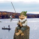 Design Toscano Ziggy with Fishing Pole Garden Gnome Indoor/Outdoor Shelf Sitter Statue, 9 Inch Tall, Cast Stone Resin, Full Color Finish by GreenHaven Gardens