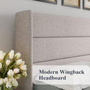 Allewie Full Size Lift Up Storage Bed, Modern Wingback Headboard, Hydraulic Support, No Box Spring Needed, Light Beige by CozyNest Decor