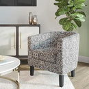 BELLEZE Accent Barrel Chair, Linen Round Chair Club Tub Sofa Corner Chair with Flared Legs and Cozy Soft Padding for Living Room Bedroom Waiting Room - White & Gray by CozyNest Decor