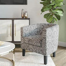 BELLEZE Accent Barrel Chair Set of 2, Linen Round Chair Club Tub Sofa Corner Chair with Flared Legs and Cozy Soft Padding for Living Room Bedroom Waiting Room - White & Gray by CozyNest Decor