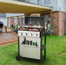 4-Burner Propane Gas BBQ Grill, 34,200 BTU Output, Wire Enamel Cooking Grates, Foldable Side Table and Hanging Basket, Stainless Steel Grill for Outdoor Cooking by GreenHaven Gardens