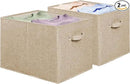 SIMPLE HOUSEWARE 15 x 13 Inch Collapsible Fabric Storage Bin with Handles, 2 Pack, Beige by CozyNest Decor