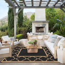 GENIMO 4 ' x 6 ' Outdoor Rug for Patio Clearance, Waterproof Indoor Outdoor Plastic Straw Rugs Carpet, Reversible Outside Area Rv Mat for Camping, Balcony Porch, Deck, Picnic, Beach (Black & Brown) by CozyNest Decor