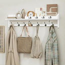 AMBIRD 35 inch Coat Rack Wall Mount, Extra Long Coat Hooks Wall Mount, Entryway Shelf with 7 Dual Coat Hooks 4 Key Hooks Mail Organizer, Wooden Wall Coat Rack with Hooks, Key Holder Rack (White) by CozyNest Decor