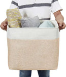 DECOMOMO Extra Large Storage Baskets 54.5L Fabric Storage Bins for Organizing Linen Closet, Toys, Nursery (Beige and White, XXXL - 3 pack) by CozyNest Decor