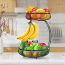 Simple Houseware 2-Tier Countertop Fruit Basket with Banana Hanger, Black by CozyNest Decor