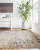 Loloi Layla Collection LAY-04 Ocean/Rust 2'-6" x 12'-0" .13" Thick Runner Rug, Soft, Durable, Vintage Inspired, Distressed, Low Pile, Non-Shedding, Easy Clean, Printed, Living Room Rug by CozyNest Decor